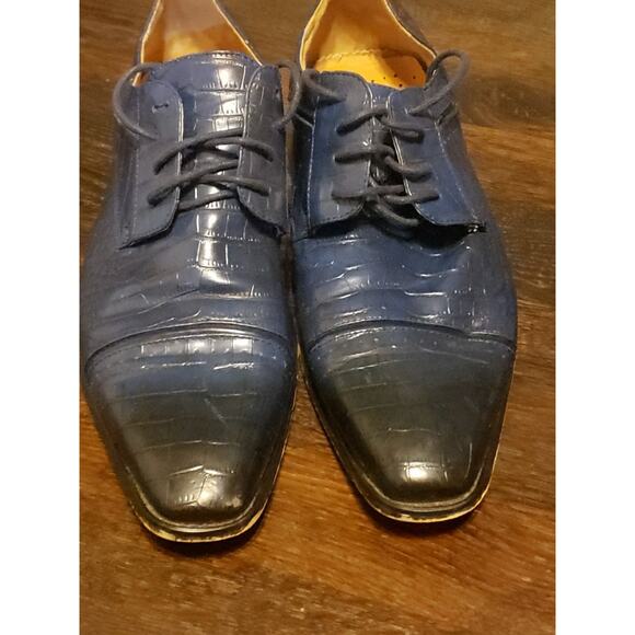 Amalia Blue Dress Shoes Men 10.5 Leather Lace Up - Picture 5 of 5